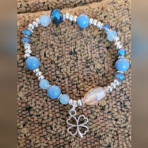 Blue Beaded Stretch Bracelet